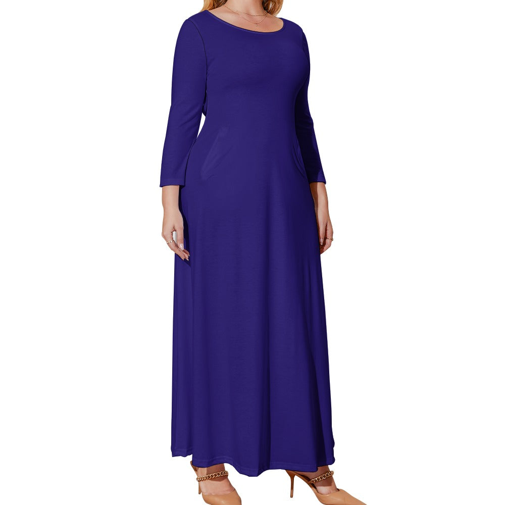 Plus Size Loose Crew Neck Long Sleeve Dress
