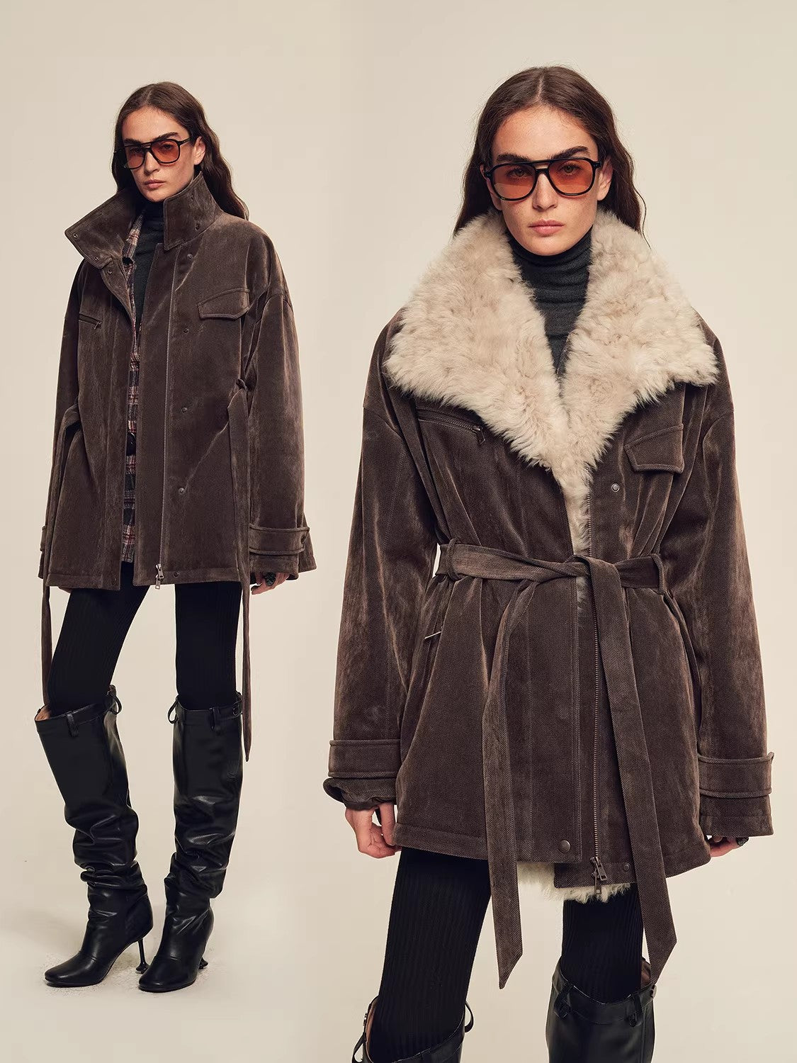 Firelady Fur Women's Goose Down Parka with Detachable Toscana Shearling Collar "Glacier Traveler"-2