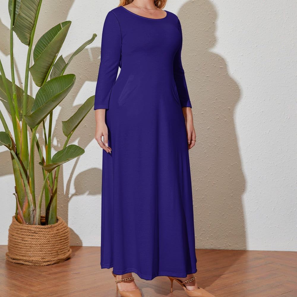 Plus Size Loose Crew Neck Long Sleeve Dress