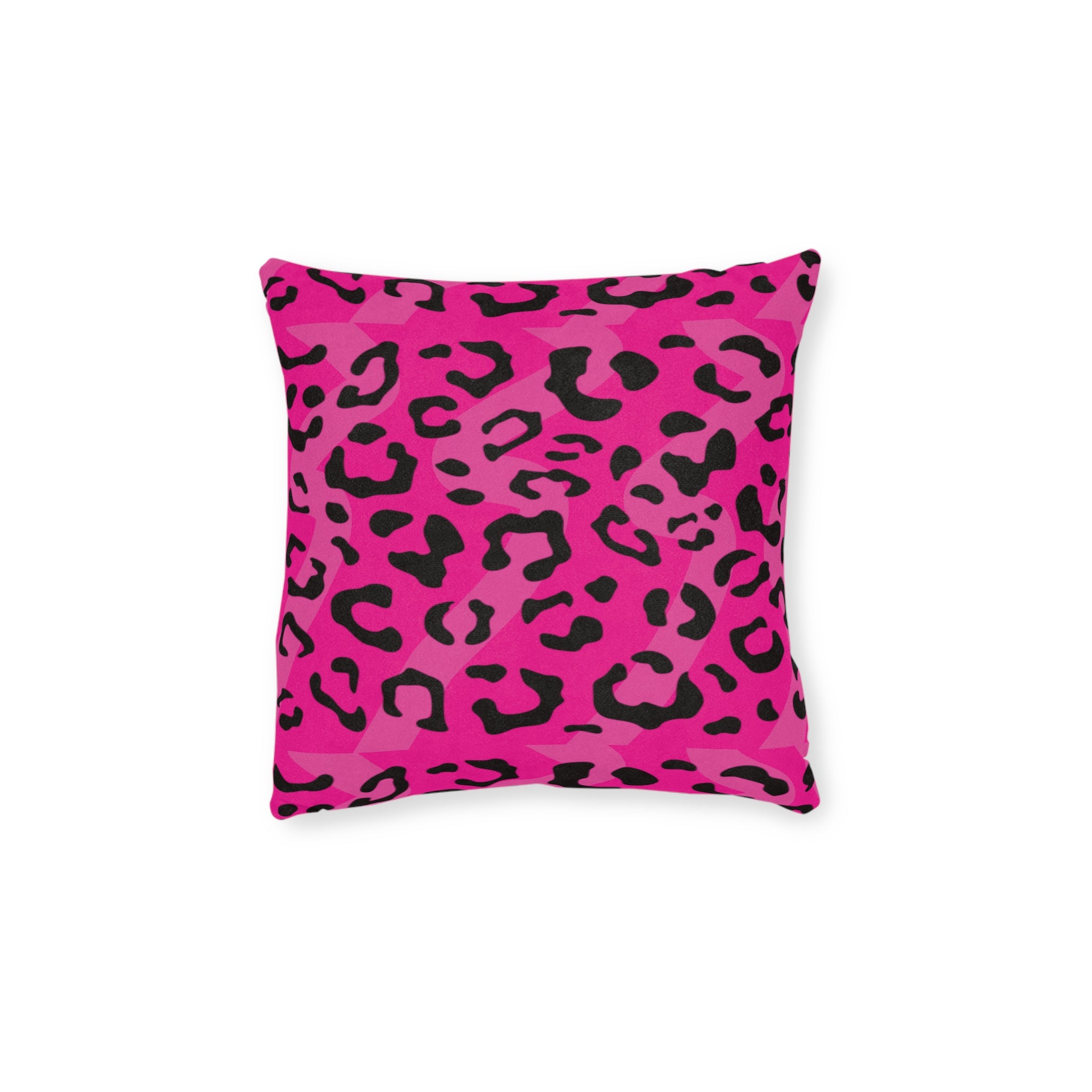 Pink Leopard Square Pillow — Bold Hot Pink Animal Print Decorative Cushion from PINK ROGUE PIXIE !!