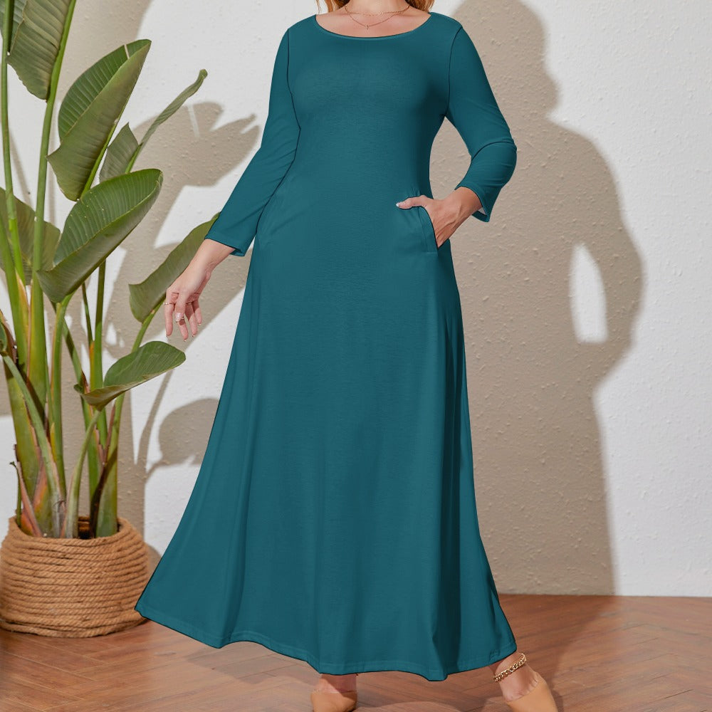 Plus Size Loose Crew Neck Long Sleeve Dress