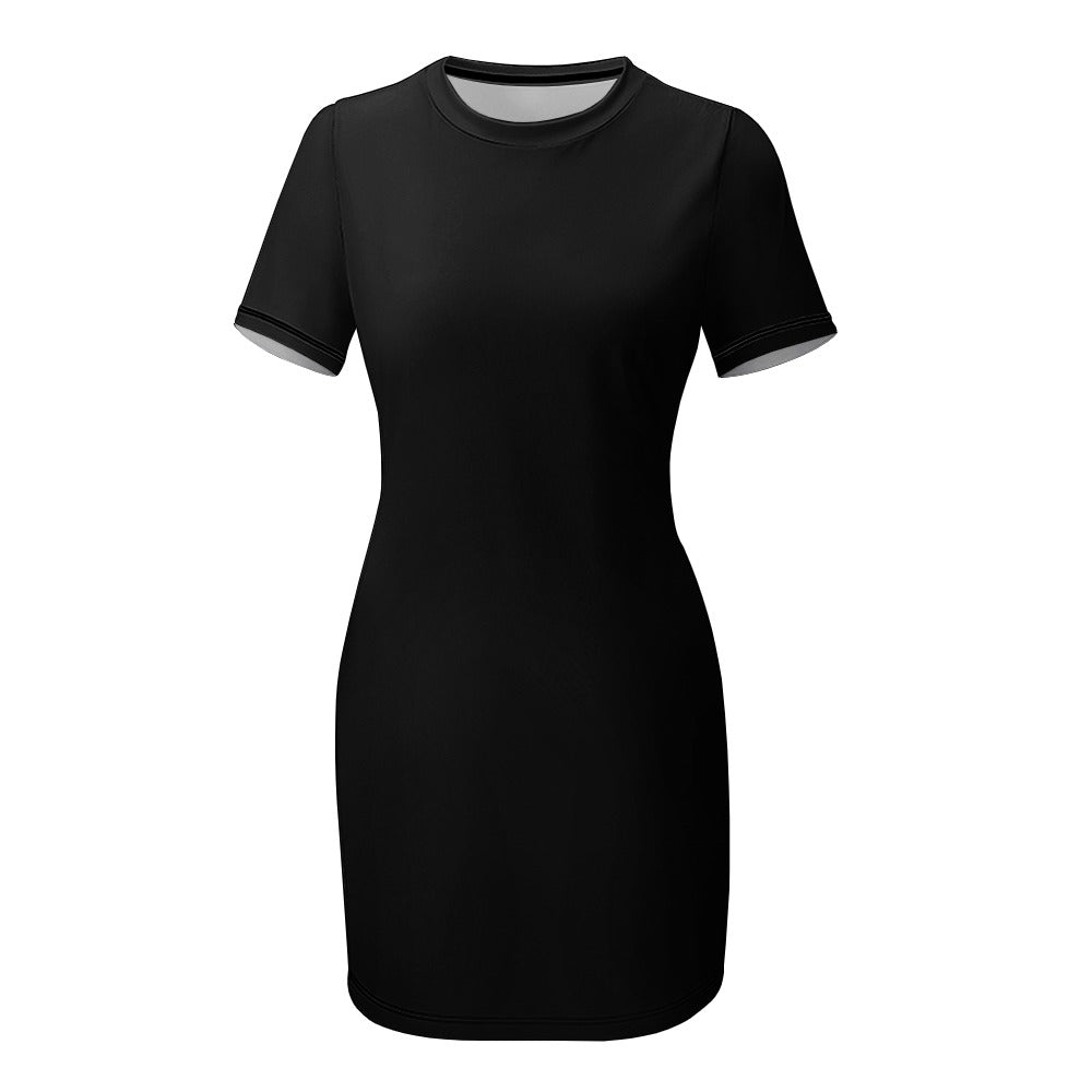 White Crew Neck Short Sleeve Dress