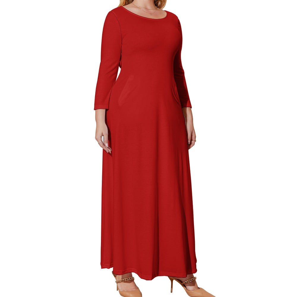 Plus Size Loose Crew Neck Long Sleeve Dress