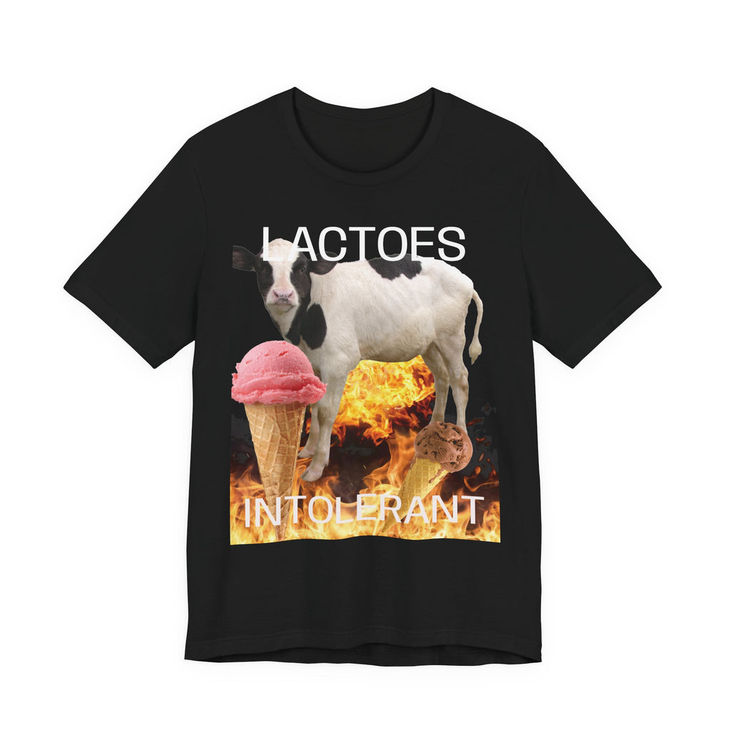 Lactose Intolerant Graphic Tee — Funny Cow & Melting Ice Cream T-Shirt, BY BRONZINOII