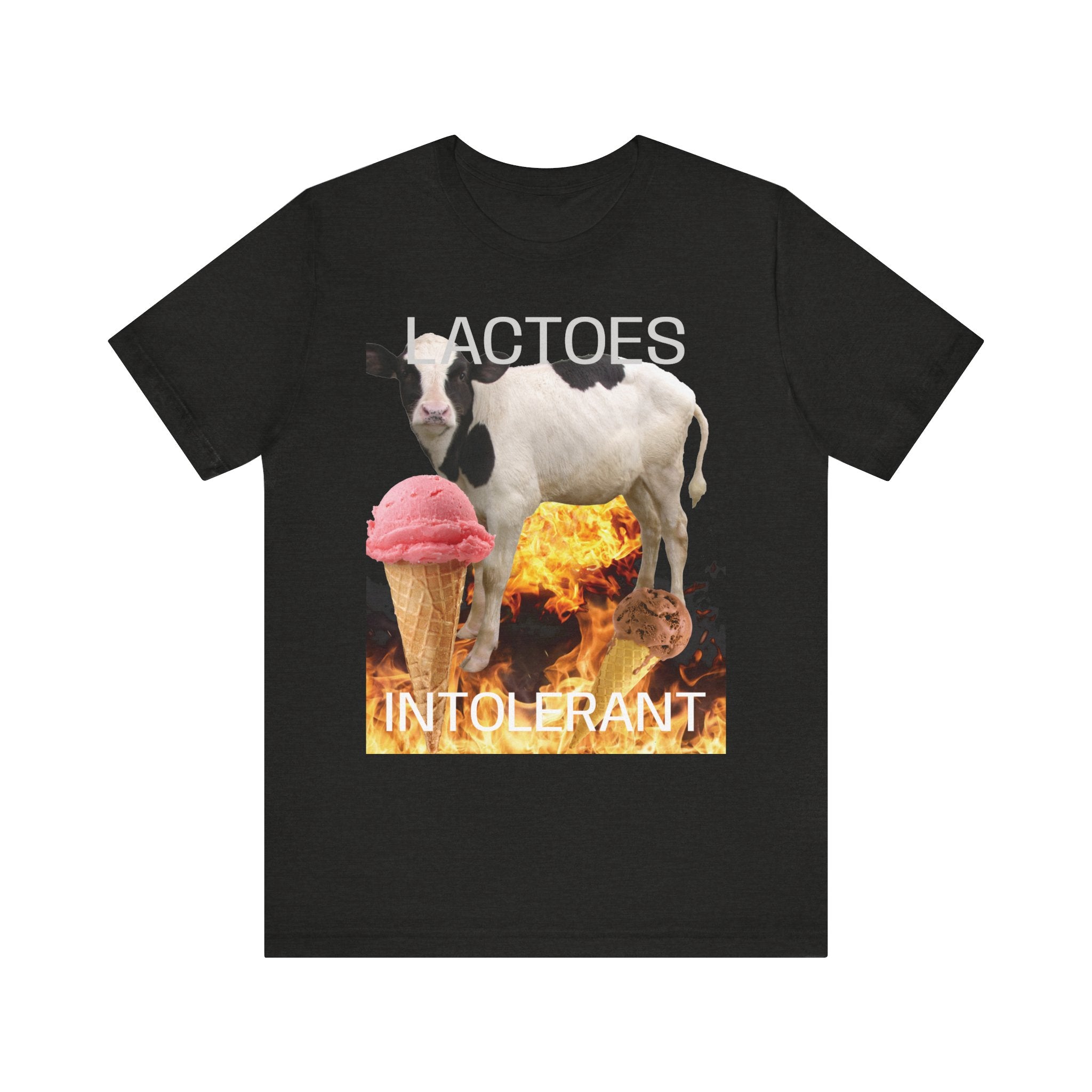 Lactose Intolerant Graphic Tee — Funny Cow & Melting Ice Cream T-Shirt, BY BRONZINOII