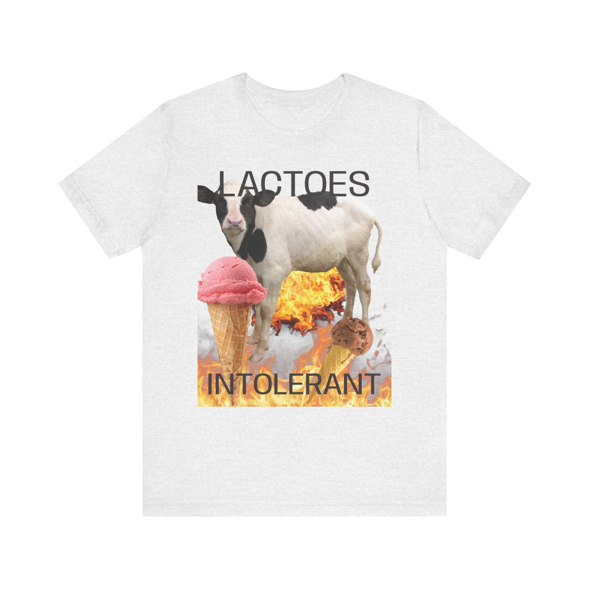 Lactose Intolerant Graphic Tee — Funny Cow & Melting Ice Cream T-Shirt, BY BRONZINOII