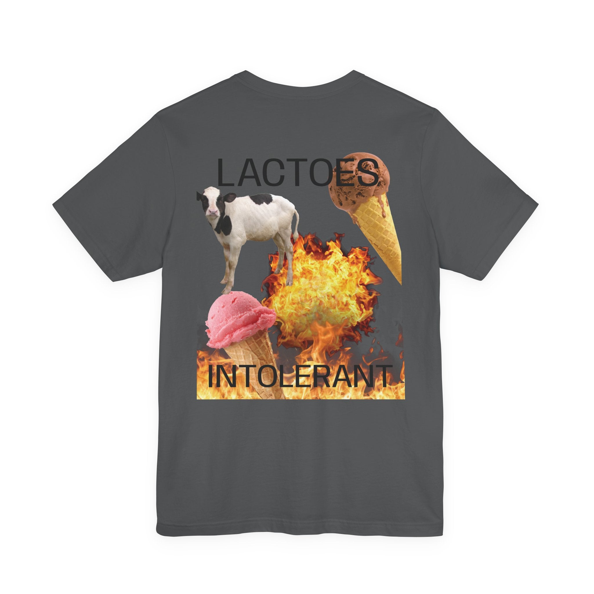 Lactose Intolerant Graphic Tee — Funny Cow & Melting Ice Cream T-Shirt, BY BRONZINOII