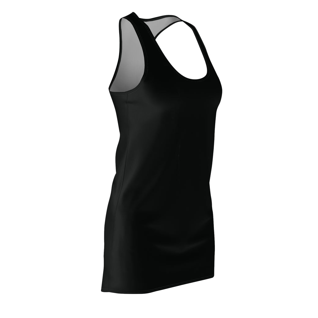 Racerback Dress — Sleek Black AOP Women's Cut & Sew Summer Dress