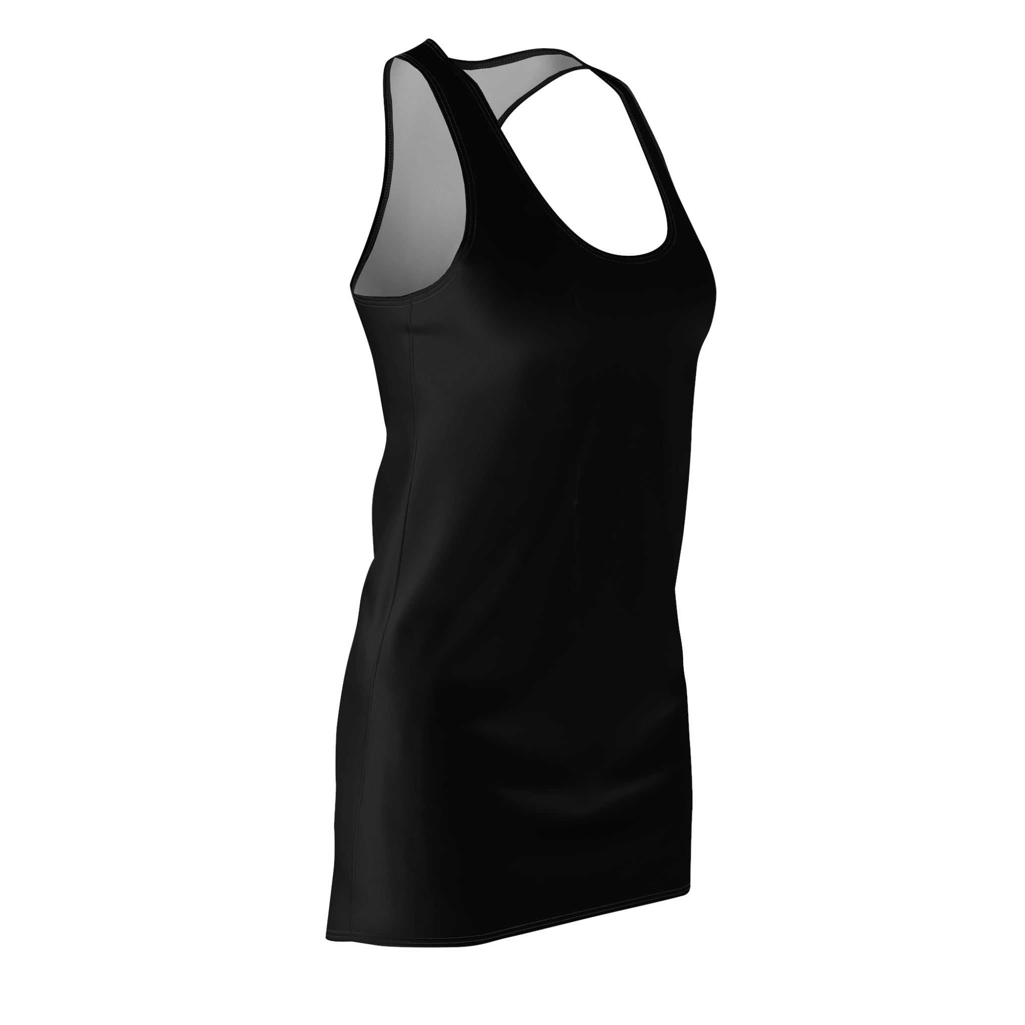 Racerback Dress — Sleek Black AOP Women's Cut & Sew Summer Dress