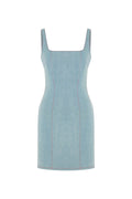 JENDUE Rachele Dress - Denim Mini Dress with Red Stitch