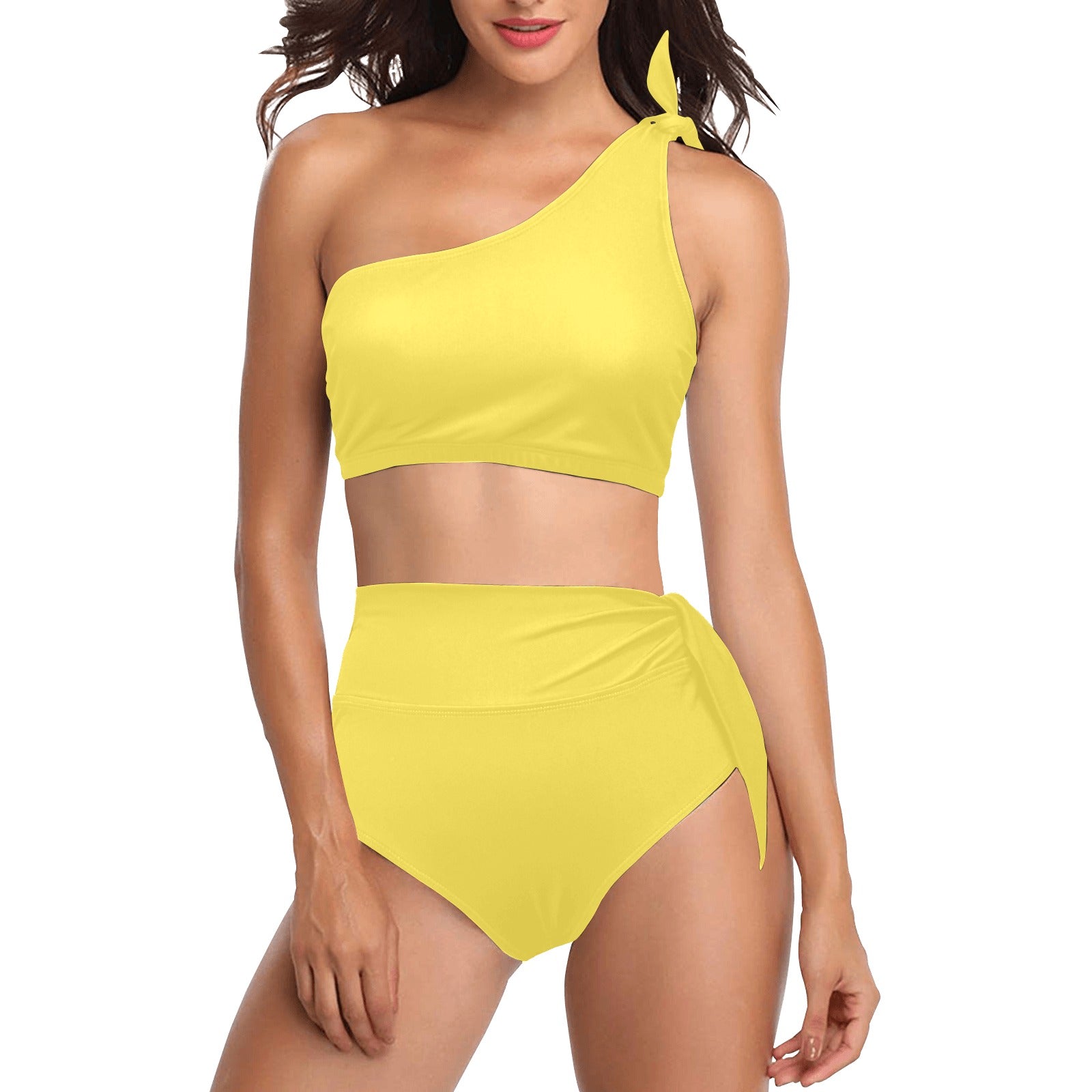 High Waisted One Shoulder Bikini Set (S16)