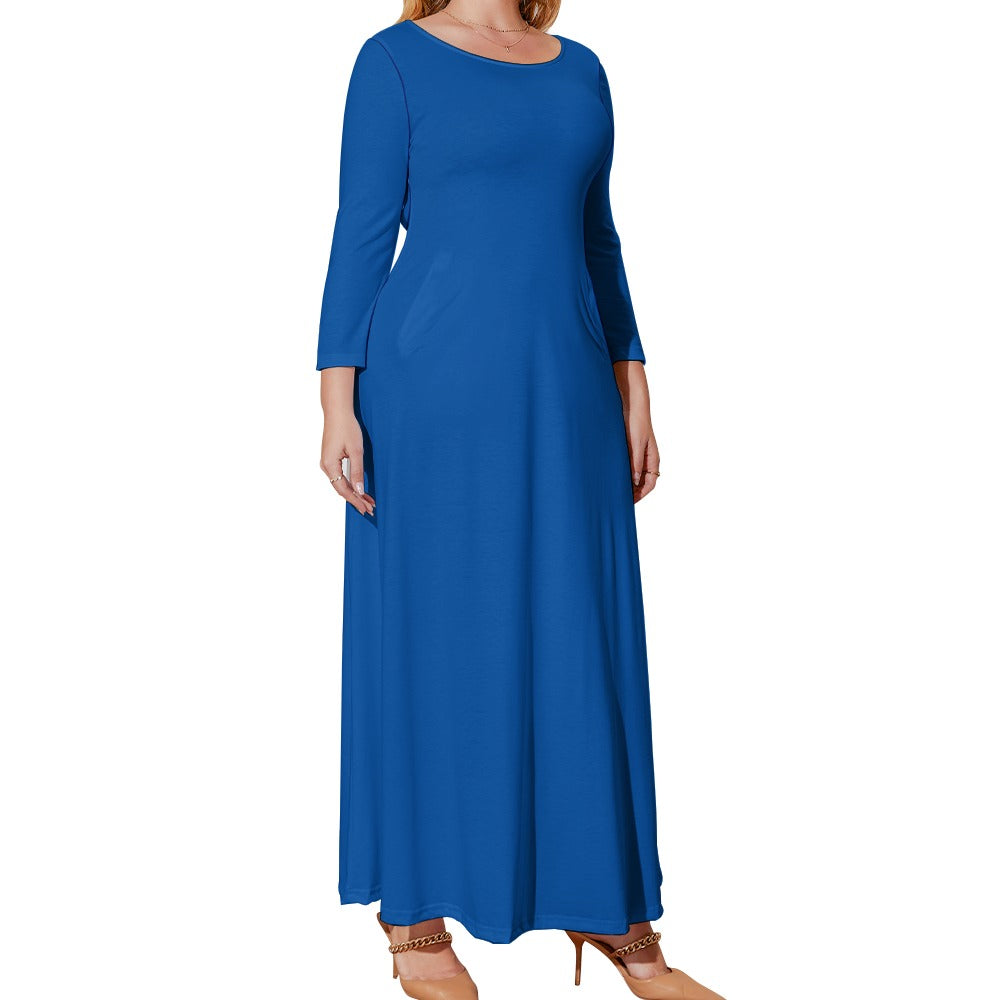 Plus Size Loose Crew Neck Long Sleeve Dress