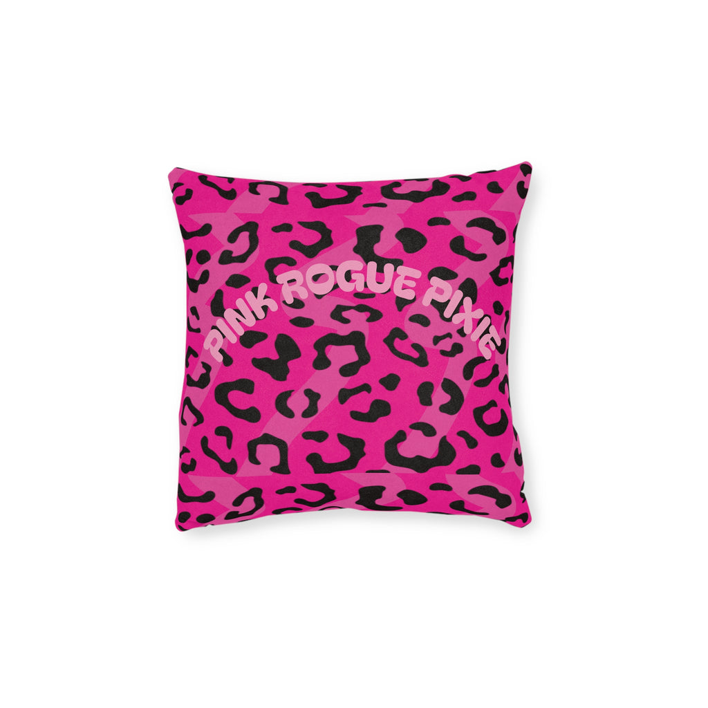 Pink Leopard Square Pillow — Bold Hot Pink Animal Print Decorative Cushion from PINK ROGUE PIXIE !!