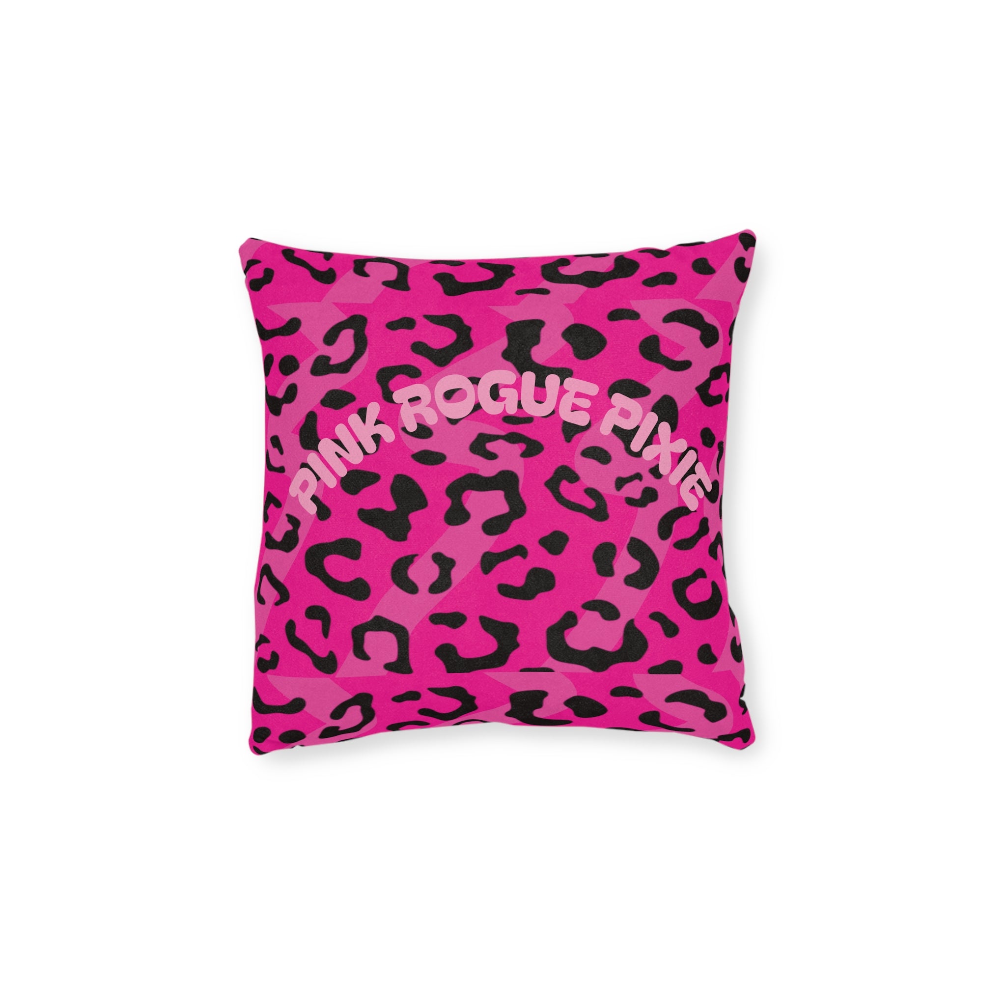 Pink Leopard Square Pillow — Bold Hot Pink Animal Print Decorative Cushion from PINK ROGUE PIXIE !!