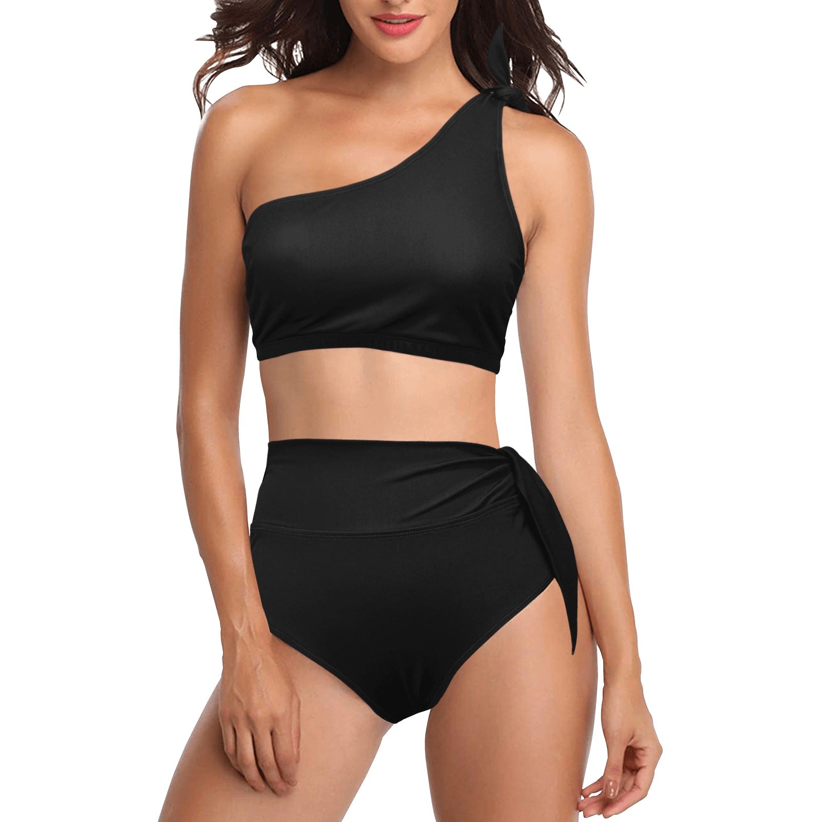 High Waisted One Shoulder Bikini Set (S16)