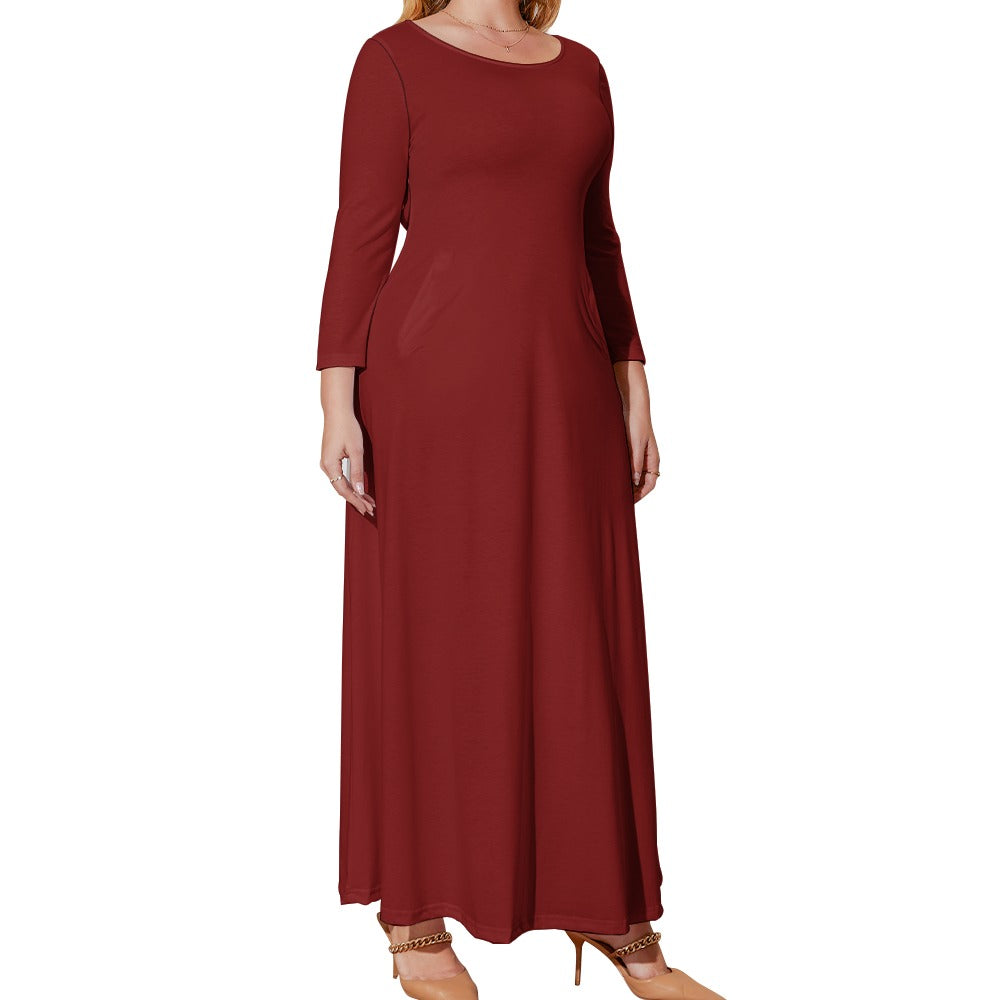 Plus Size Loose Crew Neck Long Sleeve Dress