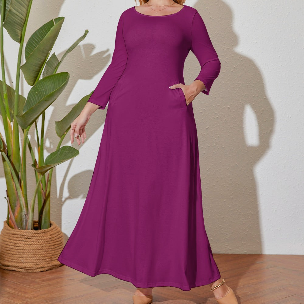 Plus Size Loose Crew Neck Long Sleeve Dress