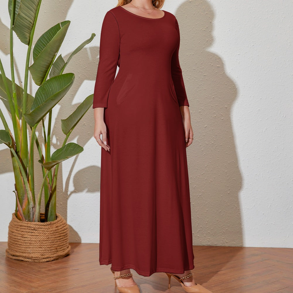 Plus Size Loose Crew Neck Long Sleeve Dress