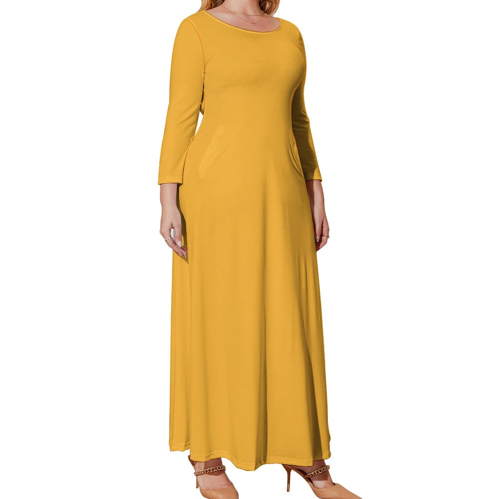 Plus Size Loose Crew Neck Long Sleeve Dress