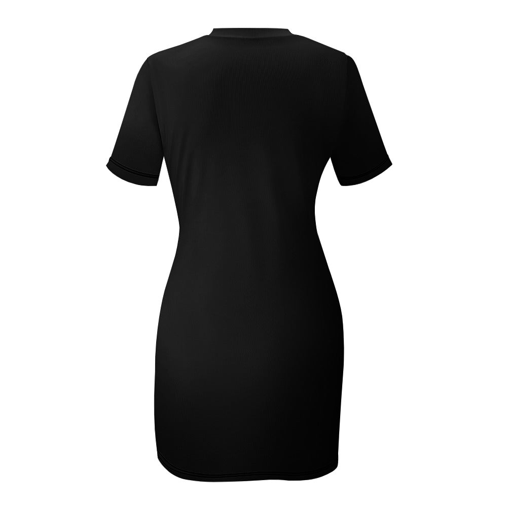 White Crew Neck Short Sleeve Dress