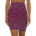 Pink Leopard Print Pencil Skirt — Women's Mid-Waist cheetah Print - PINK ROGUE PIXIE -