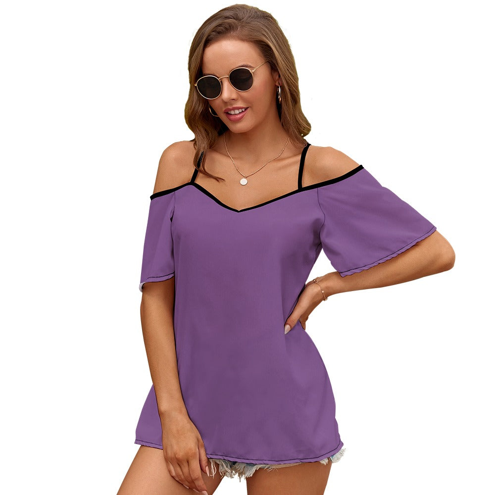 Casual Ladies Off Shoulder Sling Short Sleeve Top