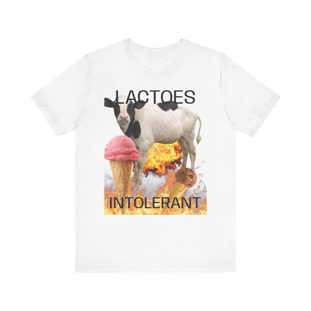 Lactose Intolerant Graphic Tee — Funny Cow & Melting Ice Cream T-Shirt, BY BRONZINOII