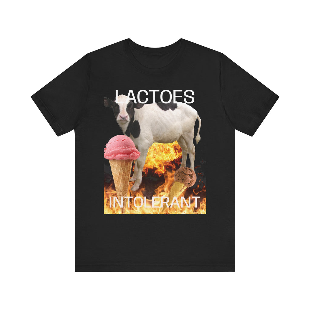 Lactose Intolerant Graphic Tee — Funny Cow & Melting Ice Cream T-Shirt, BY BRONZINOII