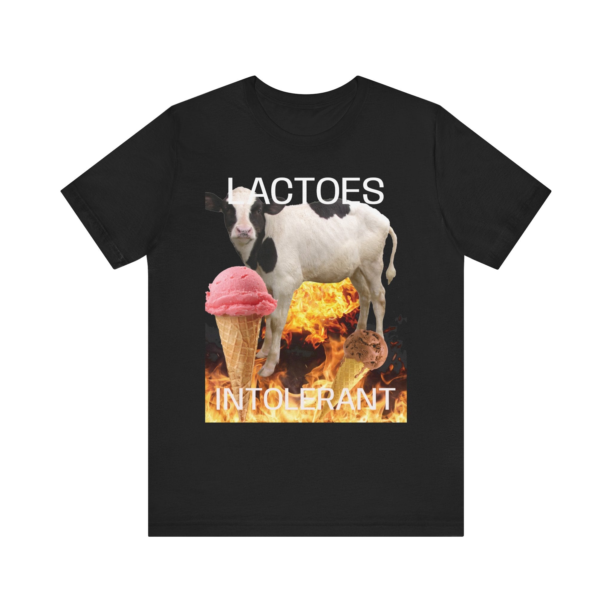 Lactose Intolerant Graphic Tee — Funny Cow & Melting Ice Cream T-Shirt, BY BRONZINOII