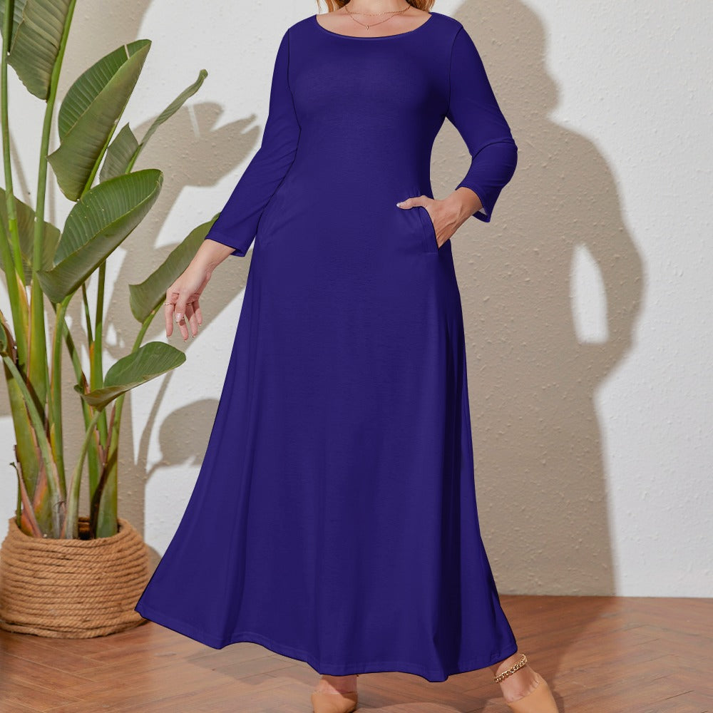 Plus Size Loose Crew Neck Long Sleeve Dress