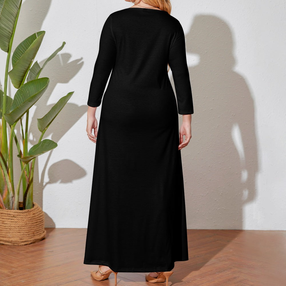 Plus Size Loose Crew Neck Long Sleeve Dress