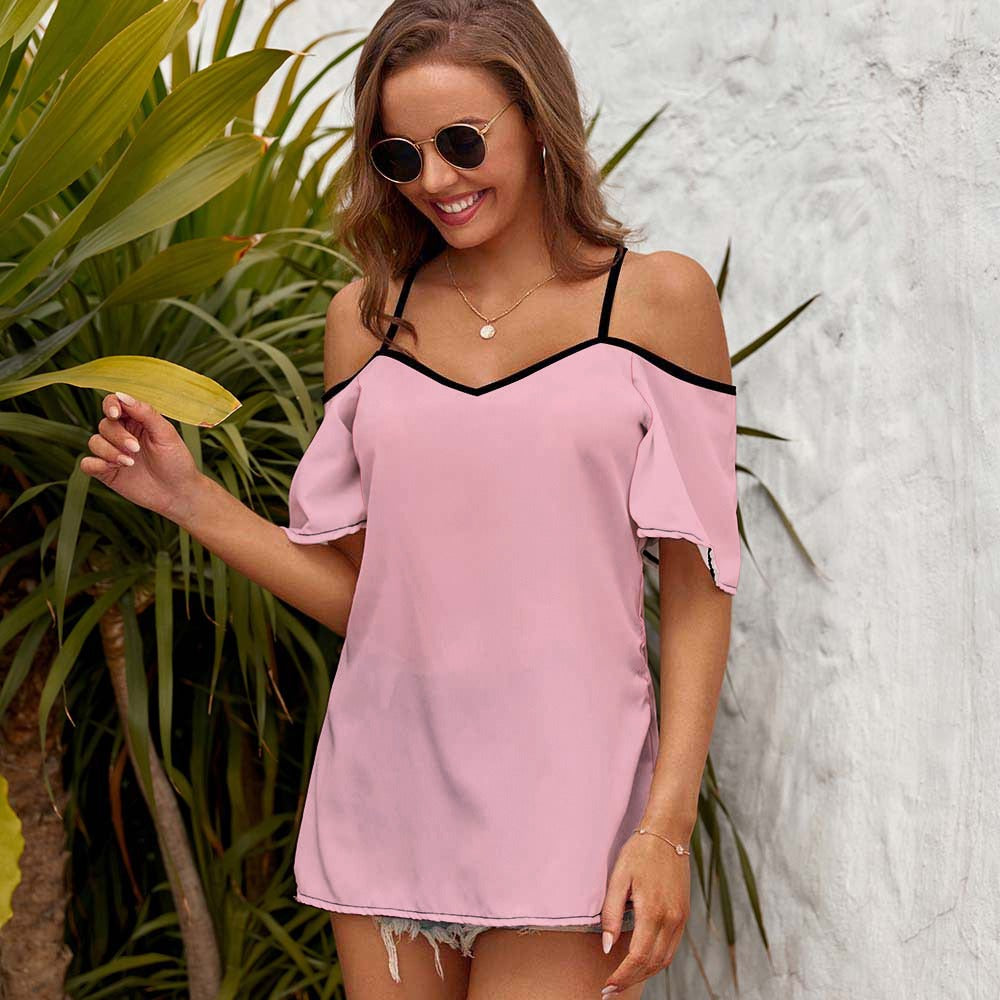 Casual Ladies Off Shoulder Sling Short Sleeve Top