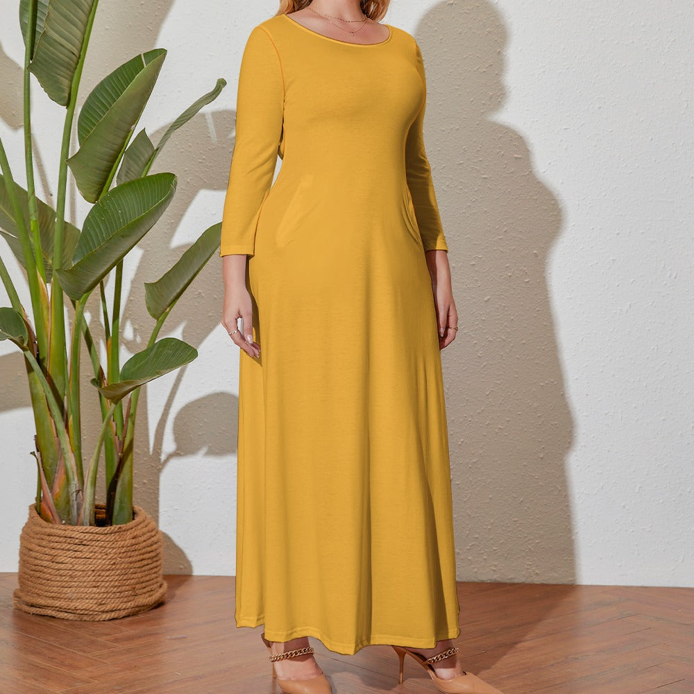 Plus Size Loose Crew Neck Long Sleeve Dress