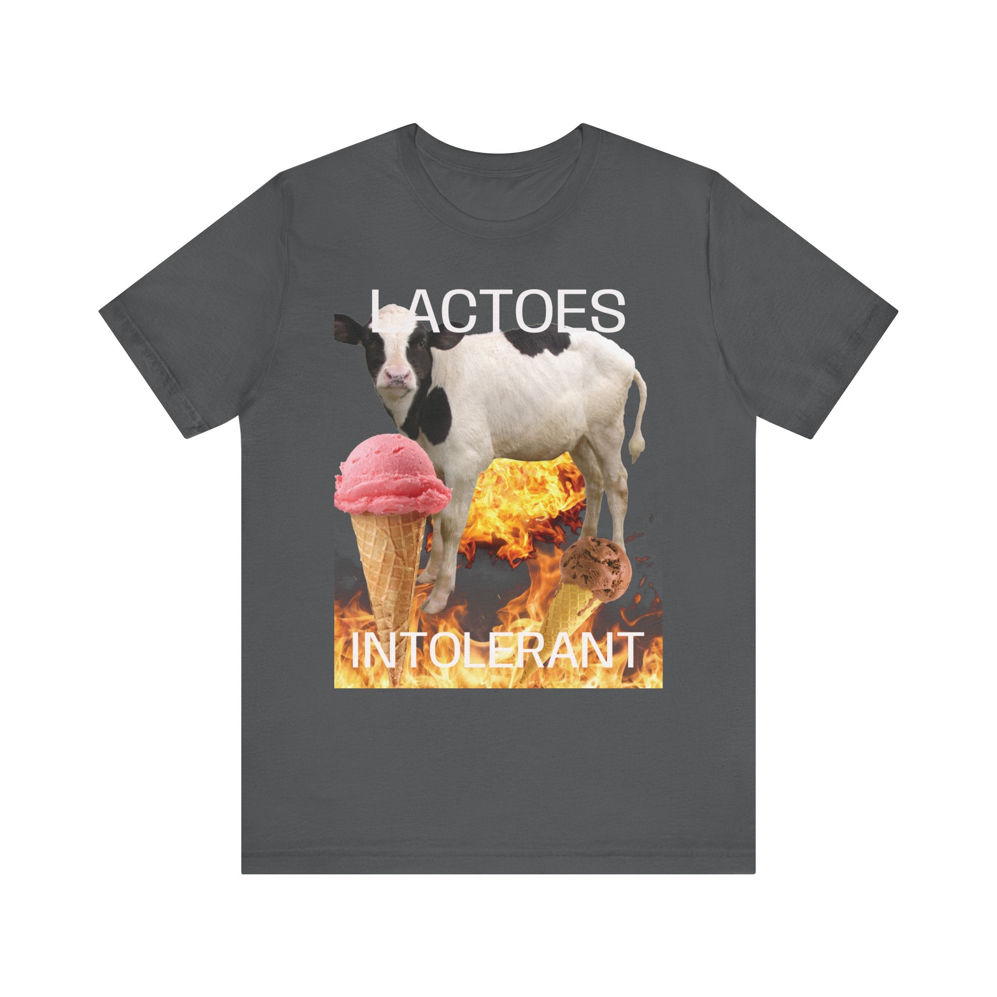 Lactose Intolerant Graphic Tee — Funny Cow & Melting Ice Cream T-Shirt, BY BRONZINOII