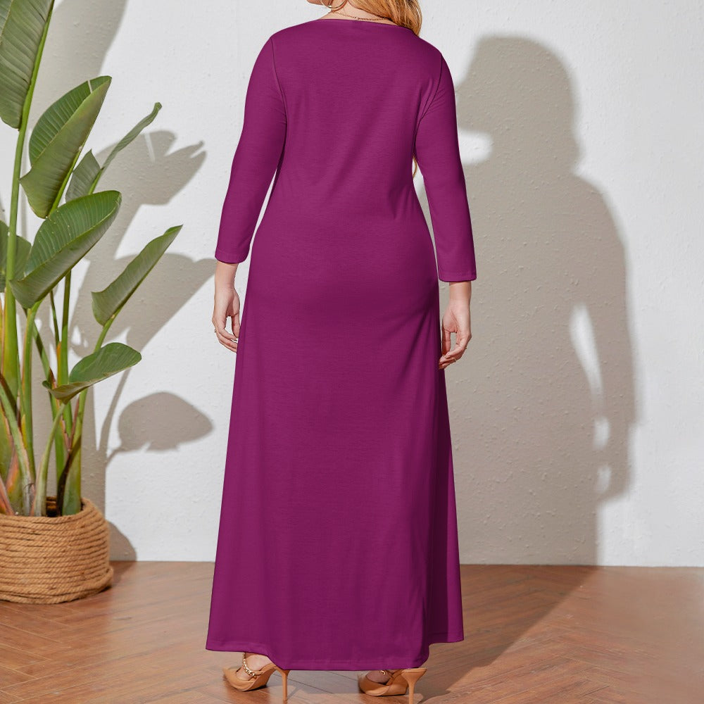 Plus Size Loose Crew Neck Long Sleeve Dress
