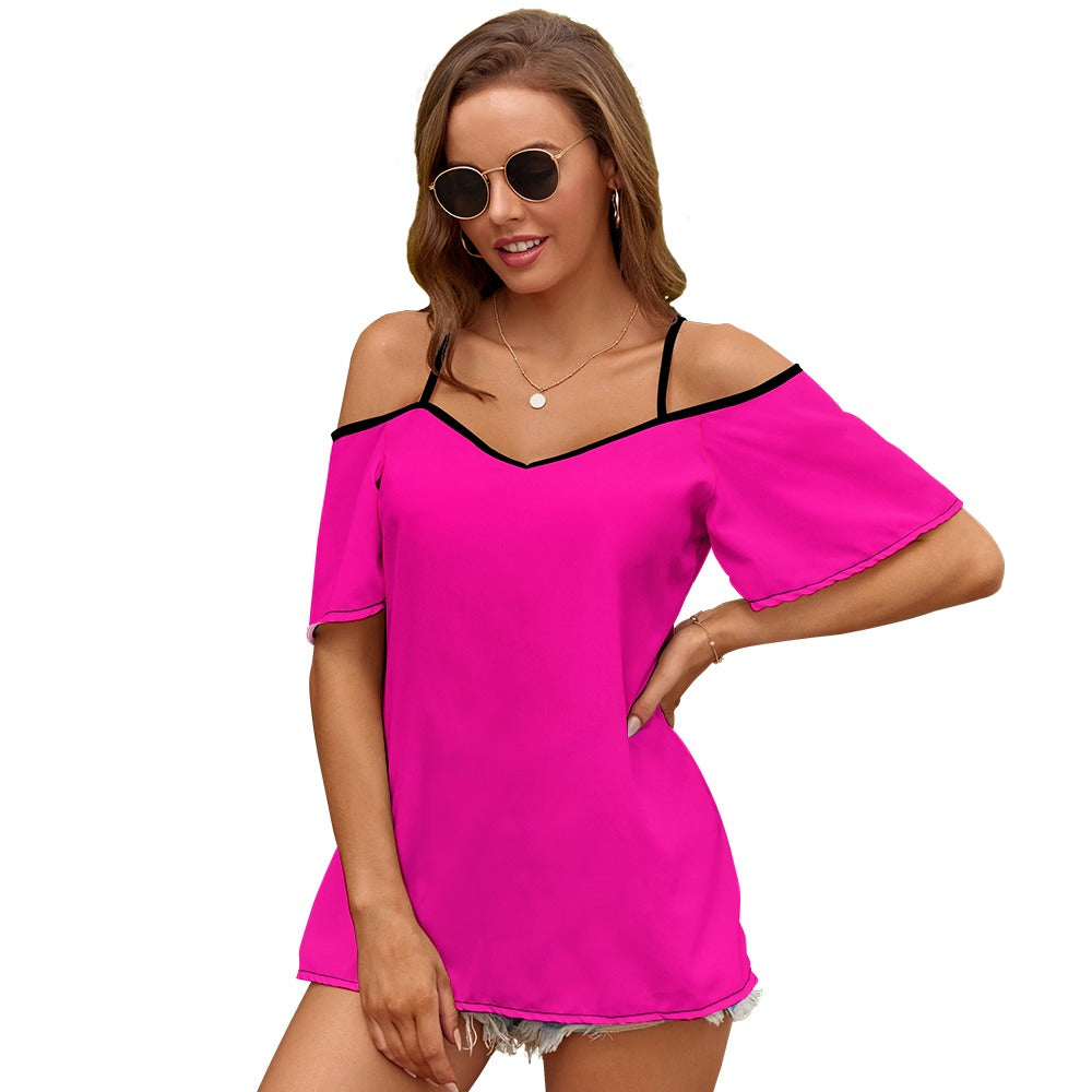 Casual Ladies Off Shoulder Sling Short Sleeve Top