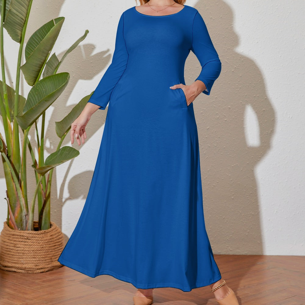 Plus Size Loose Crew Neck Long Sleeve Dress