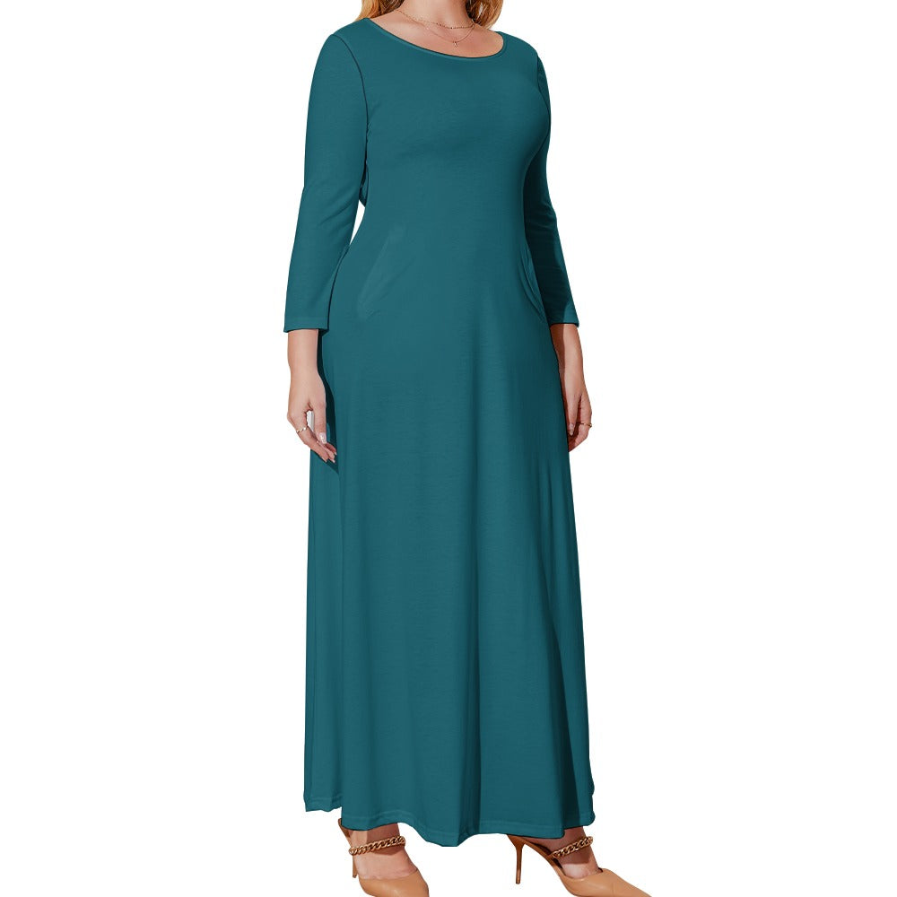 Plus Size Loose Crew Neck Long Sleeve Dress
