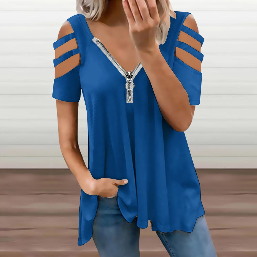 Ladies BE Zip Off Shoulder Top