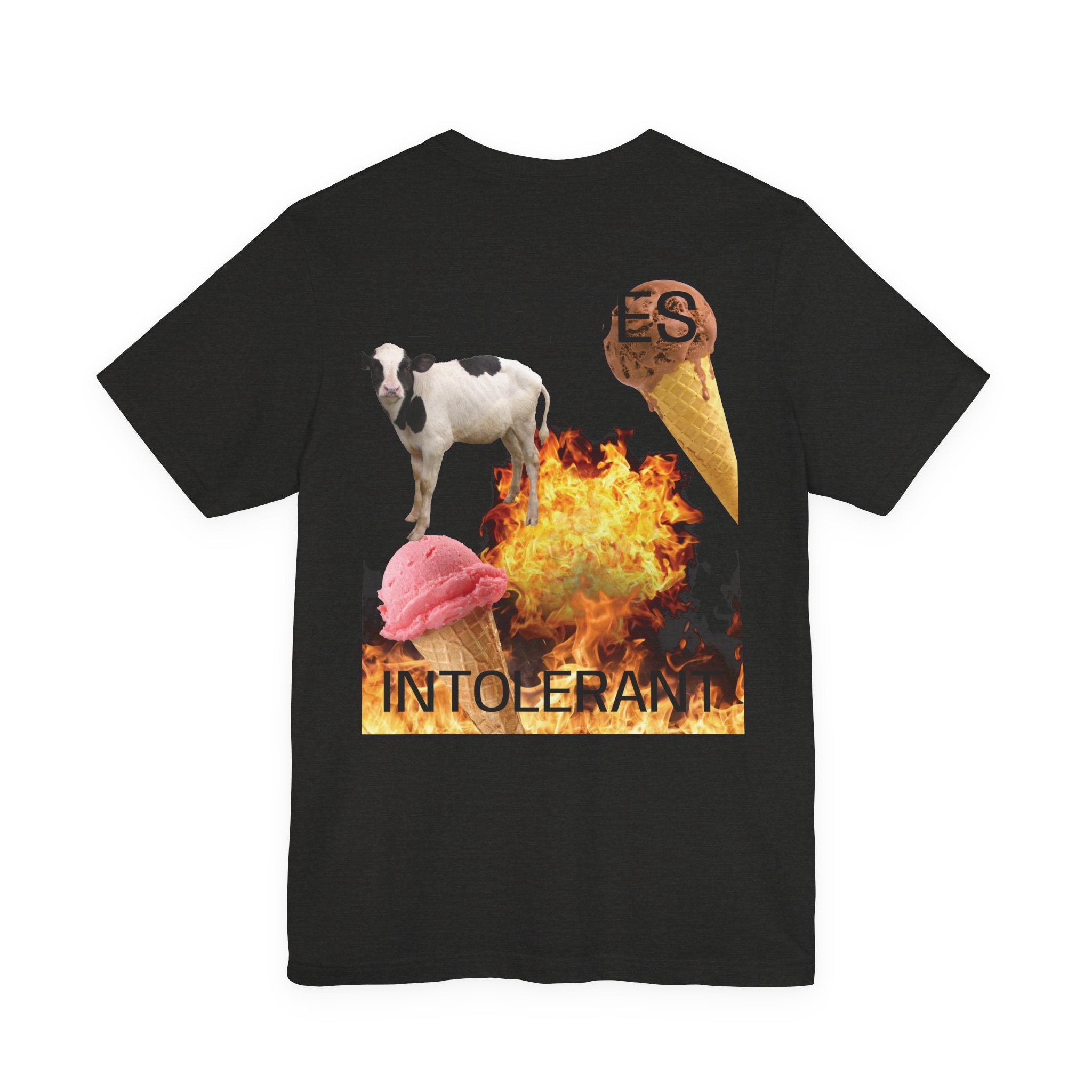Lactose Intolerant Graphic Tee — Funny Cow & Melting Ice Cream T-Shirt, BY BRONZINOII
