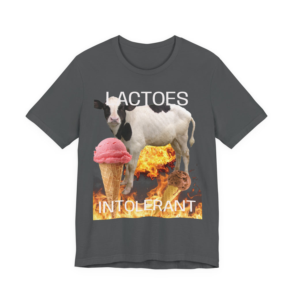 Lactose Intolerant Graphic Tee — Funny Cow & Melting Ice Cream T-Shirt, BY BRONZINOII