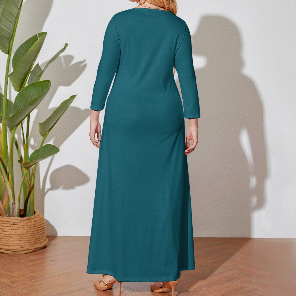 Plus Size Loose Crew Neck Long Sleeve Dress