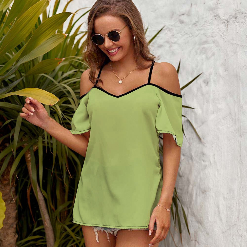 Casual Ladies Off Shoulder Sling Short Sleeve Top
