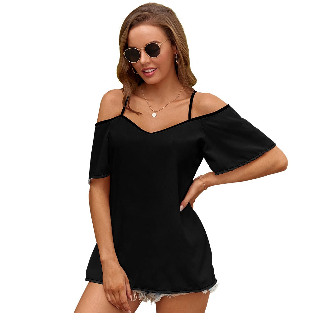 Casual Ladies Off Shoulder Sling Short Sleeve Top