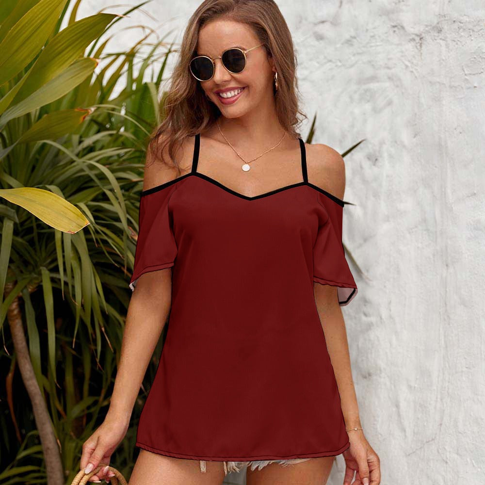 Casual Ladies Off Shoulder Sling Short Sleeve Top