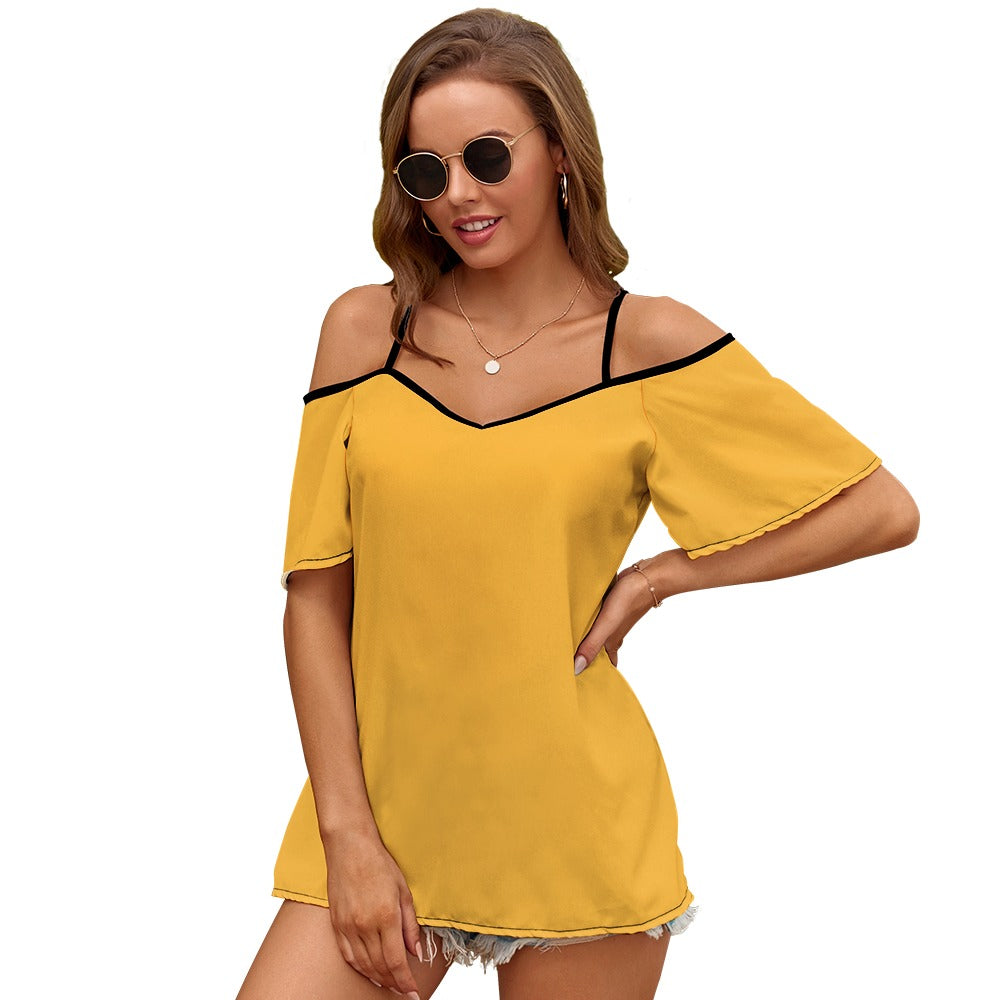 Casual Ladies Off Shoulder Sling Short Sleeve Top