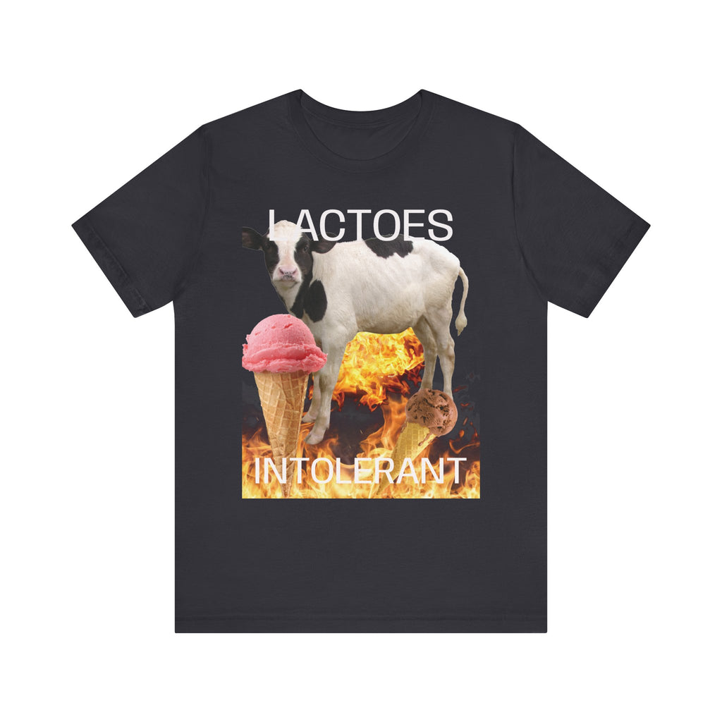 Lactose Intolerant Graphic Tee — Funny Cow & Melting Ice Cream T-Shirt, BY BRONZINOII