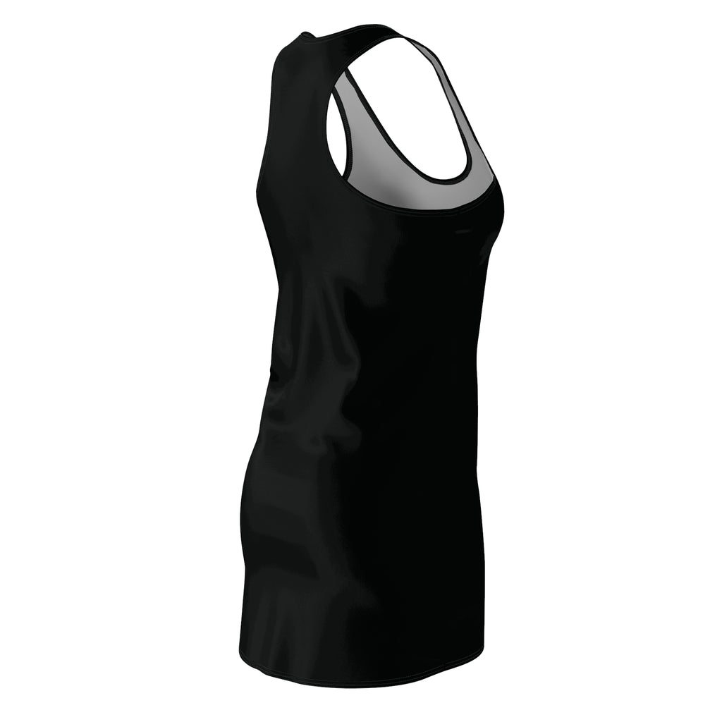 Racerback Dress — Sleek Black AOP Women's Cut & Sew Summer Dress