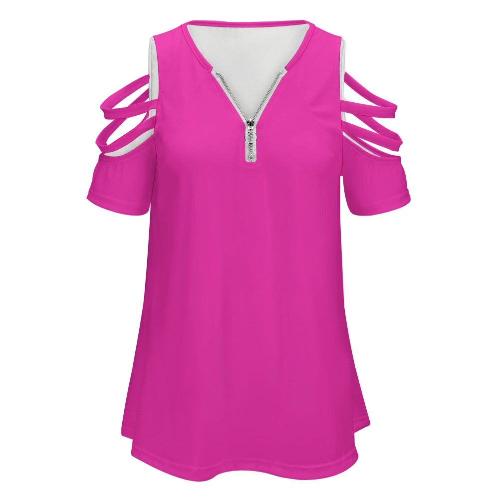 Ladies BE Zip Off Shoulder Top