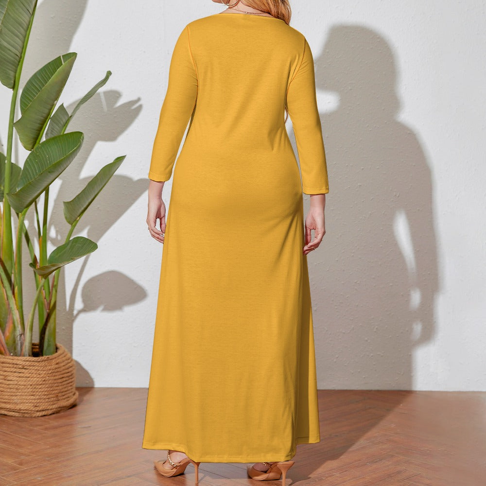 Plus Size Loose Crew Neck Long Sleeve Dress